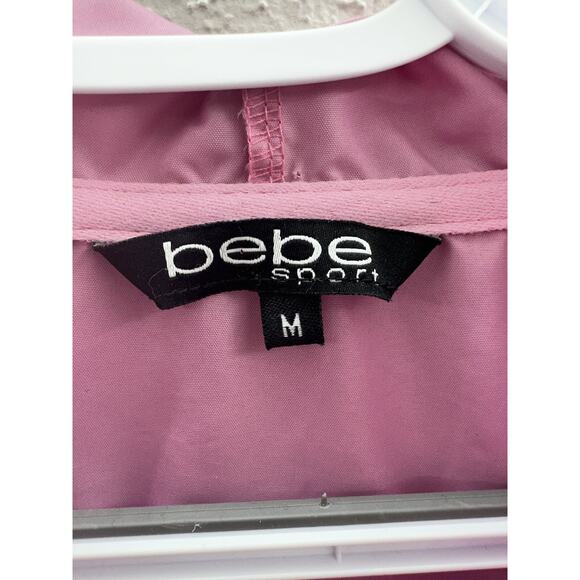 Bebe Womens Jacket Size Medium Pink Colorblock Zip Up Windbreaker Hooded - Picture 5 of 13